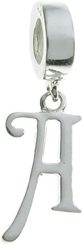 Sterling Silver Letter A European Style Dangle Bead Charm