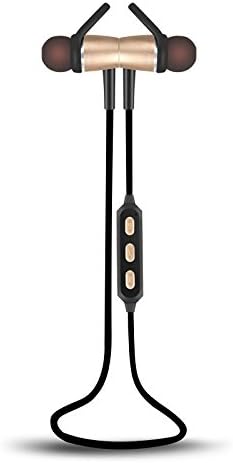 Bluetooth Headphones for Sport Running With Mic Metal Earpieces Stereo Earbuds Super Bass Headset (Gold) Wireless