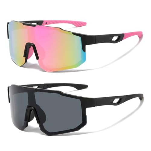 NIAWEA Gafas para Ciclismo,2pzs Gafas de Sol Deportivas Polarizadas, Lentes de Ciclismo, Alta Definición,Amplio Rango de Visión,Protección Uv400,Para Ciclismo,Pesca,Senderismo,Correr