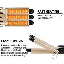 3 Barrel Curling Iron, Waver Curling Iron Adjustable 25mm Hair Waver Curling Iron for Long or Short Hair Heat Up Quickly Last Long Waver Iron Wand for Women