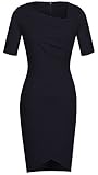 HOMEYEE Women's Vintage Wear to Work Short Sleeve Red Cocktail Party Dress B327 (10, Black)