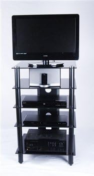 Tier One Designs Black Glass TV Stand/Audio Rack, 25"