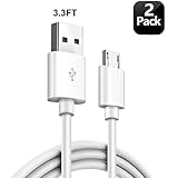 Micro USB Cable 3.3FT (2-Pack), Fast Charger Cable 2.1A for Android, Samsung Galaxy S3 S4 S6 S7, Note, HTC,LG, Nexus, Nokia, ZTE PS4, Xbox One Controller &amp; More-White