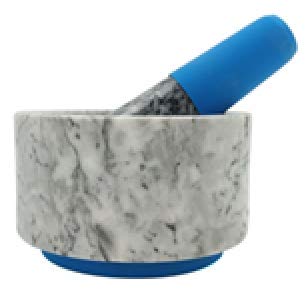 Kota Japan Natural Marble Silicone Mortar & Pestle Stone Grinder for Spices, Seasonings, Pastes, Pestos and Guacamole | Attractive Gift | Stays Cool | Easy Clean up