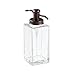 mDesign Liquid Hand Soap Glass Dispenser Pump Bottle for Kitchen, Bathroom | Also Can be Used for Hand Lotion & Essential Oils - Pack of 2, Square, Clear/Bronze