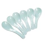 AnBnCn 6 Piece Ceramic Asian Soup Spoon/Appetizer Spoon Set,Mint_Colored