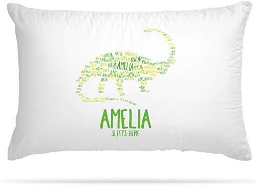 Personalised Dinosaur Kids Word Cloud Pillow Case Customised Gifts Cushion Covers Bedroom Accessories Dinosaur Bedding for Birthday Decorations -Easter Gifts for Kids - Cute Room Decor (Green)