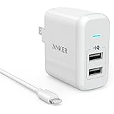 Anker 24W Dual USB Wall Charger PowerPort 2 with Foldable Plug + 3ft Lightning-to-USB Cable for iPhone SE/6/6s/6 Plus, iPad Air 2/Pro/mini 3 and More