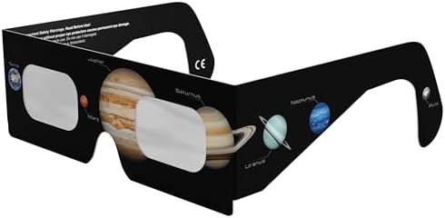 Occhiali per Eclissi Solare 12 Agosto 2026 Omologati CE ISO 12312-2 | 6 Pezzi Protezione per l'Osservazione del Sole | Produttore Europeo AAS | Filtro Solare Certificato per Astronomia | Design