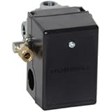 69JF8LY2C Hubbell Pressure Switch, with Unloader and On/Off Lever, 4 Port Manifold, 115-150 psi, 1/4" FPT, 25-38 psi Differential