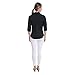 PIER 17 Button Down Shirts for Women Tailored, 3/4 Sleeve Shirt with Stretch - Semi Fitted for Slim, Fit Look - 97% Cotton and 3% Spandex - Lightweight and Soft Materials (Medium, Black)