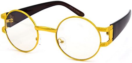 Mens VINTAGE RETRO Style Clear Lens EYE GLASSES Round Gold Fashion Frame