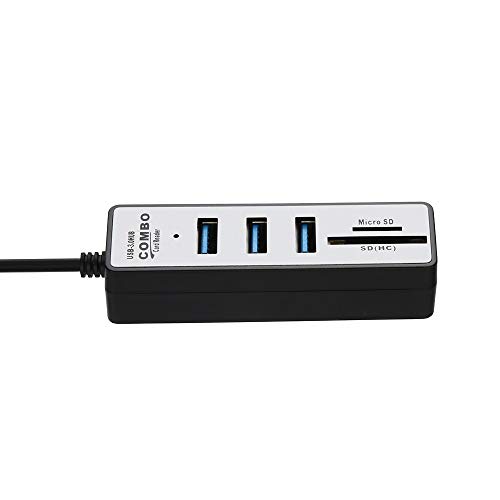 Sonmer Multi Port High Speed USB 3.0 Splitter Combo Hub, With SD/TF Card Reader Port (Black, USB)