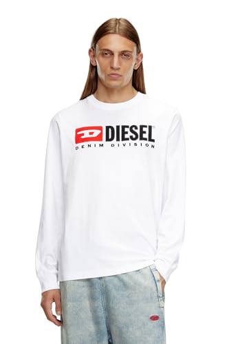 Diesel Maglietta a Maniche Lunghe da Uomo T-Just-LS-DIV, Bianco Brillante (A03768-0grai-100), L