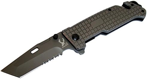 8.5" The Bone Edge Collection Grey Folding Knife with Belt Clip