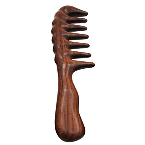 Tbkoly Hair Comb for Detangling - Wide Tooth Wood Comb for Curly Hair - No Static Natural Wooden Sandalwood Comb