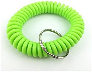 Happyi 8pcs Soft Coil Stretch Wristband Keychain for Gym, Pool, Id Badege (Green)