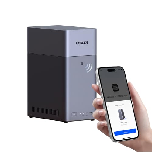 UGREEN NAS DH2300 2-Bay Desktop NASync, Support Capacity 64TB (Diskless), Remote Access, AI Photo Album, Beginner Friendly System, 4GB RAM on Board,1GbE, 4K HDMI, Network Attached Storage(Diskless)