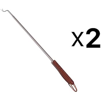 Outset BBQ Grill Meat Hook Rosewood & Stainless Steel Butcher Flipper (2-Pack)