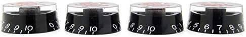 SET OF 4 ELECTIC GUITAR KNOB BLACK/ RED SKULL LOGO