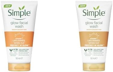 Simple Protect 'N' Glow Express Glow Clay Polish Cleanser leaves skin naturally glowing for expert facial skin care 150 ml (Pack of 2)