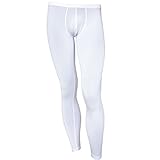 YiZYiF Men's Sports Fitness Pants Long Johns Leggings Compression Trousers White Medium