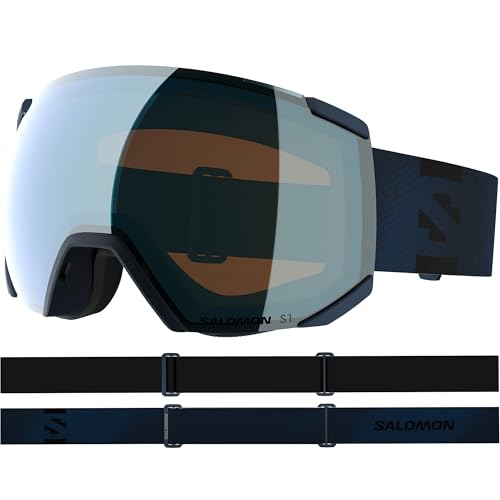 Salomon RADIUM ML Goggles, Unisex Anti-Fog Ski Goggles for Trail Running and Mountain Adventures, Dress Blue/LightBlue