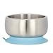Avanchy Baby Bowls with Suction and Storage Lids Set. Babies Kids Toddler Boys Girl First Food Feeding. Fits Feeding High Chair Table. Stainless Steel, Blue