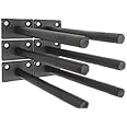 6 Pcs 4" Black Solid Steel Floating Shelf Bracket Blind Shelf Supports - Hidden Brackets for Floating Wood Shelves - Concealed Blind Shelf Support – Screws and Wall Plugs Included