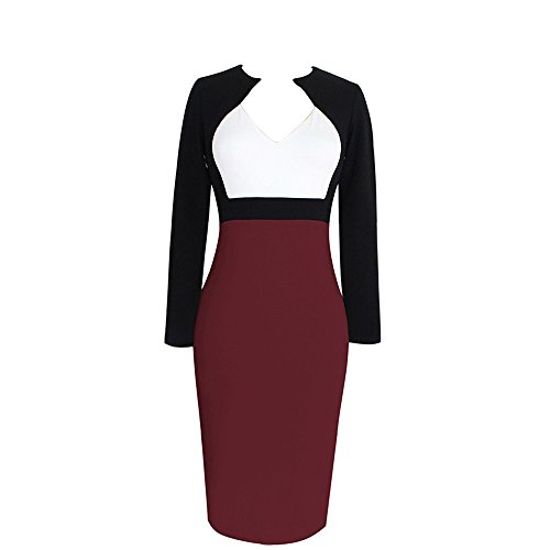 Sleeve Bodycon Office OL V-neck Causal Sheath Pencil Dress เดรส แฟชั่นชุดทำงาน Dreaweet ผู้หญิง Long
