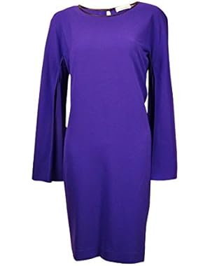 Calvin Klein Women's Faux Leather Trim Angel Sleeve Shift Dress