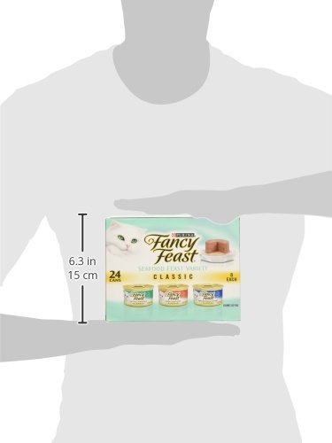 PURINA FANCY FEAST SEAFOOD CLASSIC PATE COLLECTION GRAIN FREE WET CAT FOOD VARIETY PACK – (PACK OF 24) 3 OZ. CANS