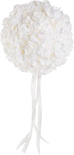 WorldofWeddings, 8" Diameter White Foam Rose Flower Kissing Pomander Ball Wedding Centerpiece
