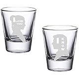 Brindle Southern FarmsI Love You I Know Shot Glass Set of Two, Etched Glassware Set - Wedding, Anniversary, Sci-fi Space Star Love Wars Wedding Gift Set of 2 Glassware