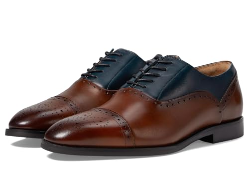 Stacy Adams Mens Reynolds Cap Toe Lace-Up Brown/Navy 10.5 Medium