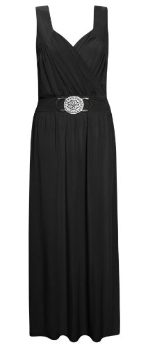 Womens Plus Size Long Evening Buckle Cocktail Frankie Evening Party Maxi Dress - ROYAL BLUE - UK 20/22(XXL) - (100% POLYESTER)