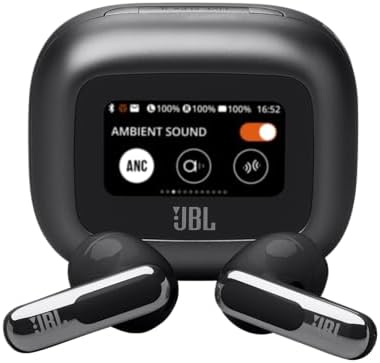 Live Flex 3, Écouteurs sans fil, Bluetooth, jusqu'à 50 h d'autonomie, Réduction de Bruit Active, son haute fidélité JBL Signature, étanches à l'eau IP54, noir