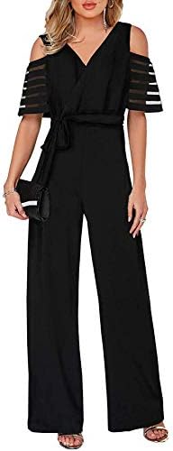 Womens Sexy Off Shoulder Halter Lace Wide Leg Pants High Waist Jumpsuits Rompers Casual Playsuit