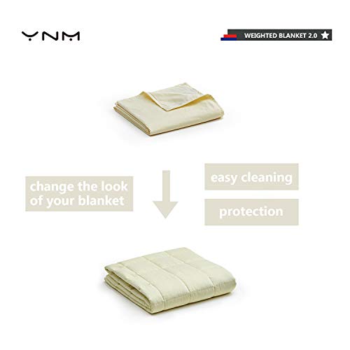 2 YnM+Cotton+Weighted+Blankets+Creamy
