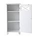 Teamson Home Dawson Wooden Freestanding Floor Cabinet with 1 Fixed 1 Adjustable Shelf 3 Storage Spaces and 1 Cross Molding Glass Paneled Doors, White