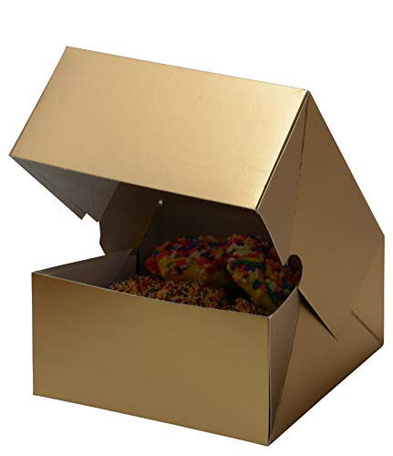 Christmas Cookie Gift Boxes, Metallic Gold 6 Inch, for Gift Giving On Holiday, Wedding, Anniversary and Birthday Favors (Set of 12)