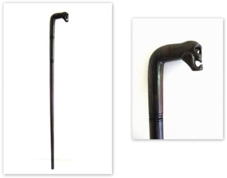 OMA Skull Walking Stick Wood Walking Cane Skull Goth Skeleton Statue Cross Bones - Handcarved