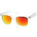 Matte Frosted Frame Reflective Colored Mirror Lens Horn Rimmed Sunglasses 54mm (Frost/Orange Mirror)