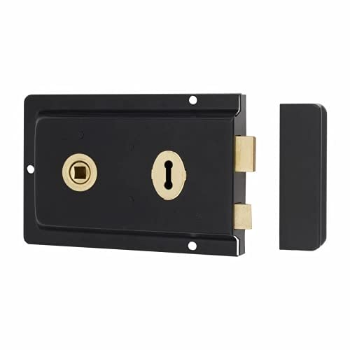 Traditional 6" x 4" Black Rim Sashlock - Surface Mounted - Suitable for Internal Doors, Sheds and Gates - Infinity Decor®