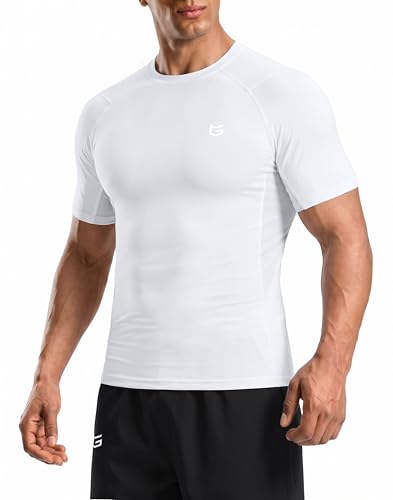 Compression Shirt Men Short Sleeve Dry Fit Workout Gym T-Shirt at Amazon