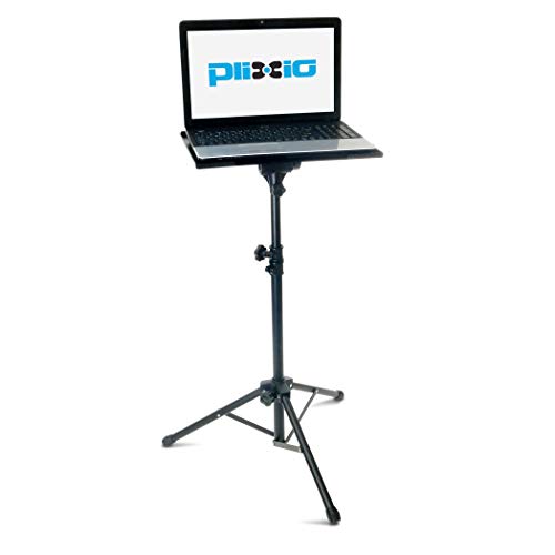 Plixio Adjustable Laptop Projector Stand – Portable Podium Tripod Mount, DJ Mixer Stand Up Desk Computer Stand Tray and Holder (27″ to 48″) (Renewed)