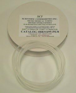 Medical Grade Polyethylene Micro Tubing/0.125" ID x 0.187" OD (+/- .005") = 3.17mm ID x 4.71mm OD (+/- .127mm)/(10) 100' Rolls