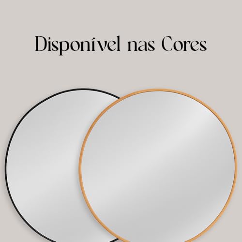 Espelho Redondo Grande Decorativo, 80 cm, com Suporte (Caramelo)