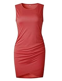 Vestido corto de verano para dama, manga corta, estilo casual, elástico, cuello redondo, mini vestido corto
