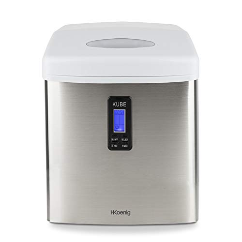 H.Koenig Machine à glaçons KB15, 15kg en 24h, 3 tailles de glaçons automatique électrique compact portable sans installation silencieuse 3,3L, Cube de glace rapide prêt en 13min, A poser sur comptoir